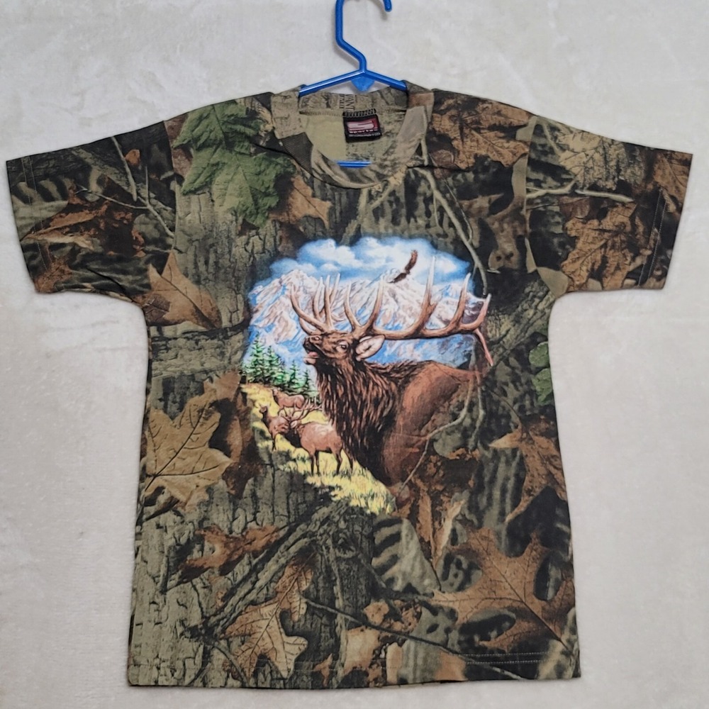 Kids Camo T Shirt Sz M Medium Short Sleeve Camouflage ELK